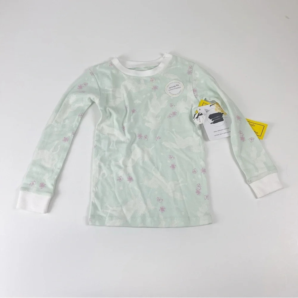 NEW Burts Bees 100% Org Cotton Pajama Top 3T Unicorns Long Sleeve Snug Fit NWT